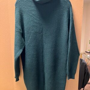 Oliver Bonas teal oversized sweater dress US size 4